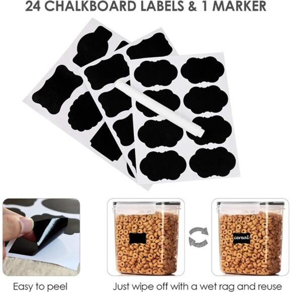 Airtight Food Storage Containers 6 Pieces - Plastic BPA Free Kitchen Pantry - Picture 5 of 8